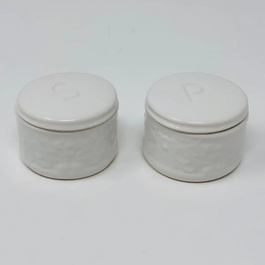 White Salt and Pepper Cellars