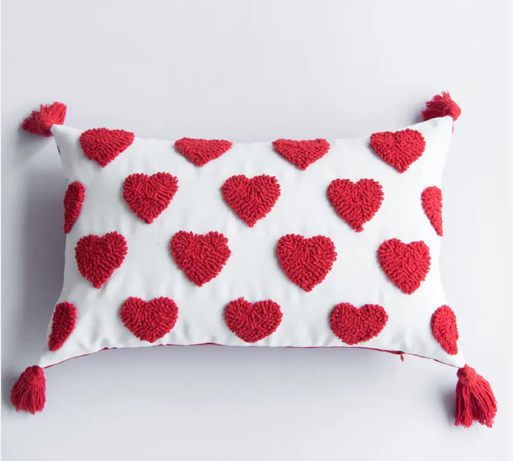 Red Hearts Lumbar Pillow